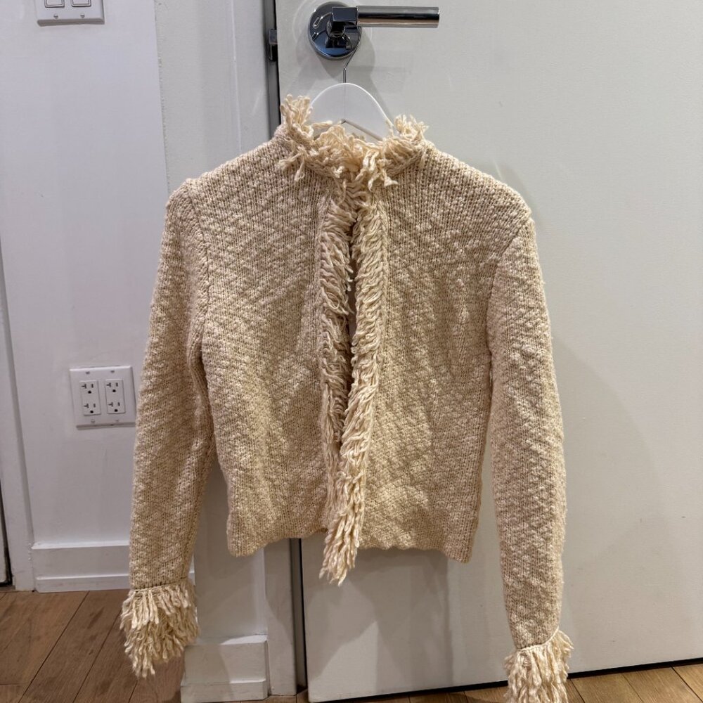 Zara - Fringed Knit Jacket - Size S - Picture 6 of 9
